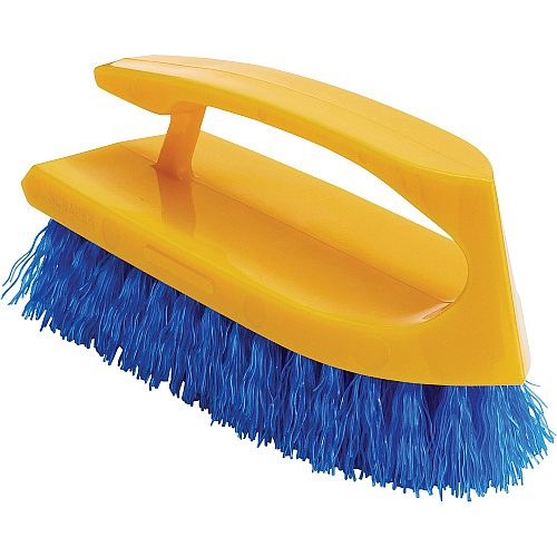 Rubbermaid Commercial Iron Handle Scrub Brush Polypropylene Bristle - 6" Brush Face - Plastic Handle - Navy, Yellow - 12 / Carton (6482COBCT)