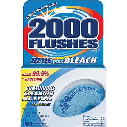 WD-40 2000 Flushes Blue/Bleach Bowl Cleaner Tablets Concentrate - 3.50 oz (0.22 lb) - Antibacterial, Deodorant - Blue - 12 / Carton (208017CT)