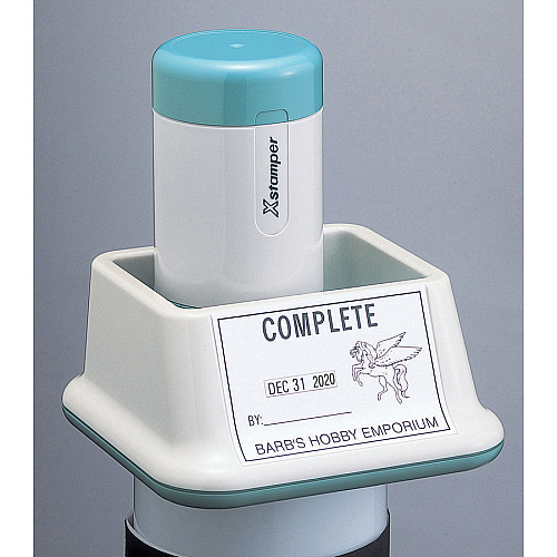 Xstamper XpeDater Rotary Date Stamp Message/Date Stamp - A.M., P.M., REC'D, PAID, FAX'D, ENT'D - 4 Line(s) - 29 Characters/Line - 1.38" Impression Width x 2.81" Impression Length - 50000 Impression(s) - Assorted - Recycled - 1 Each (N79)