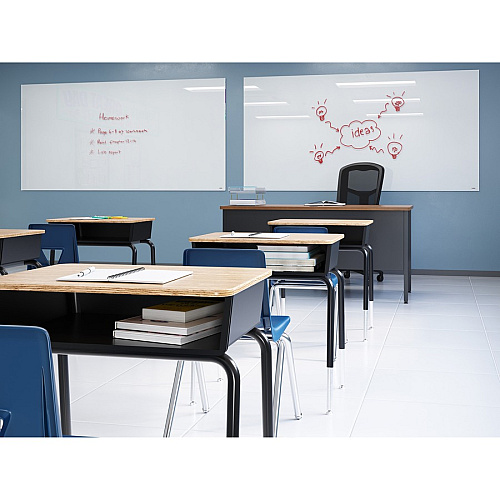 Lorell Adjustable-Height Student Desks with Book Box Medium Oak Rectangle Top - Height Adjustable - 22" to 30" Adjustment - 18" Table Top Width x 24" Table Top Depth - 30" Height - Assembly Required - Black - Plastic - 2 / Carton (LLR99893)