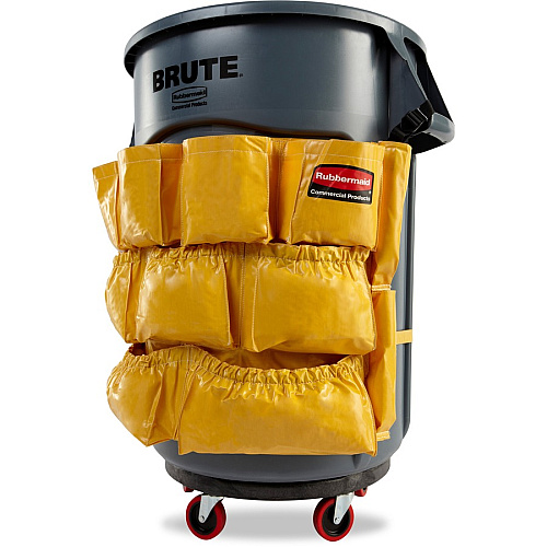 Rubbermaid Commercial Brute Utility Container Caddy Bag - 12 Pocket(s) - 20.50" Height x 20" Depth - Yellow - Nylon - 6 / Carton (264200YWCT)
