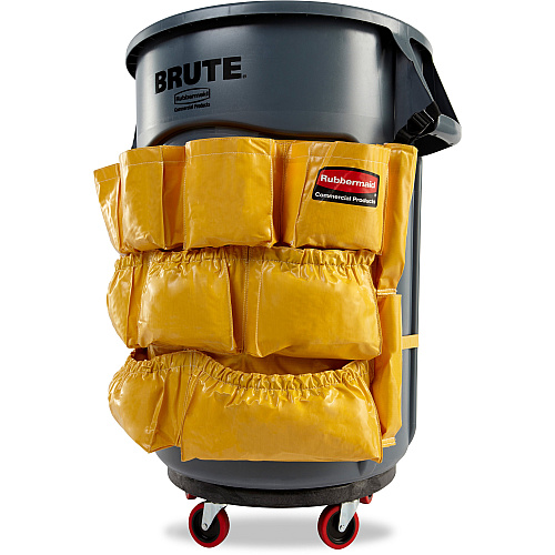 Rubbermaid Commercial Brute Utility Container Caddy Bag - 12 Pocket(s) - 20.50" Height x 20" Depth - Yellow - Nylon - 6 / Carton (264200YWCT)