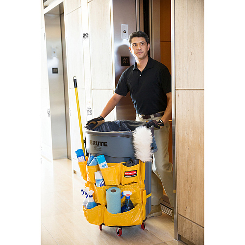 Rubbermaid Commercial Brute Utility Container Caddy Bag - 12 Pocket(s) - 20.50" Height x 20" Depth - Yellow - Nylon - 6 / Carton (264200YWCT)