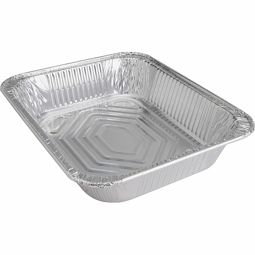 Genuine Joe Half-size Disposable Aluminum Pan Cooking, Serving - Disposable - 0.5" Diameter - Silver - Aluminum Body - 100 / Carton (GJO10702)