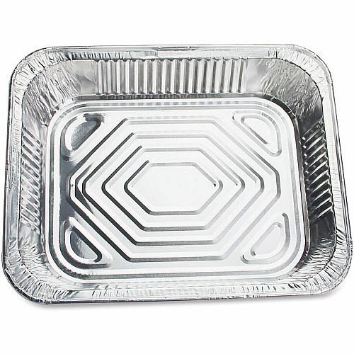 Genuine Joe Half-size Disposable Aluminum Pan Cooking, Serving - Disposable - 0.5" Diameter - Silver - Aluminum Body - 100 / Carton (GJO10702)