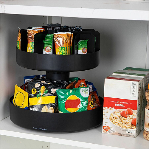 Mind Reader EMS Mind Supreme Lazy Suzan 14" Height x 14.50" Width x 14.50" Depth - Black - Plastic, Rubber - 1 Each (SNACKCARBLK)