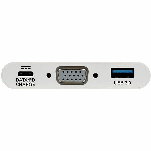 Eaton Tripp Lite Series USB-C to VGA Adapter with USB 3.x (5Gbps) Hub Ports and 60W PD Charging, White USB 3.1 Type C - 1 x VGA - 1 Each (U44406NVUC)