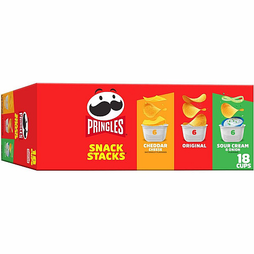 Pringles&reg Variety Pack Original, Sour Cream, Cheddar Cheese - 1 - Tub - 18 / Box (14977)