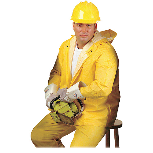 River City Three-piece Rainsuit Recommended for: Agriculture, Construction, Transportation, Sanitation, Carpentry, Landscaping - 3-Xtra Large - Water Protection - Snap Closure - Polyester, Polyvinyl Chloride (PVC) - Yellow - 1 Each (2003X3)