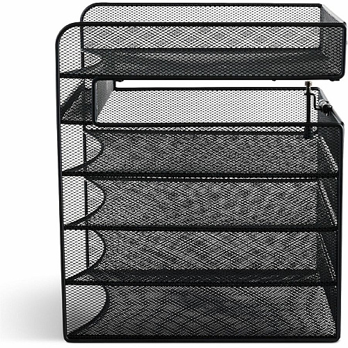 Safco Onyx Horizontal Hanging Desktop Storage 5 Compartment(s) - 10" Height x 14.33" Width x 12.33" Depth - Black - Steel - 1 Each (3240BL)