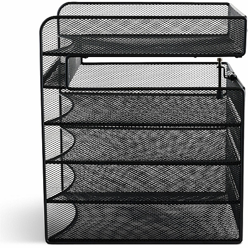 Safco Onyx Horizontal Hanging Desktop Storage 5 Compartment(s) - 10" Height x 14.33" Width x 12.33" Depth - Black - Steel - 1 Each (3240BL)