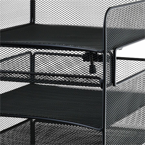 Safco Onyx Horizontal Hanging Desktop Storage 5 Compartment(s) - 10" Height x 14.33" Width x 12.33" Depth - Black - Steel - 1 Each (3240BL)