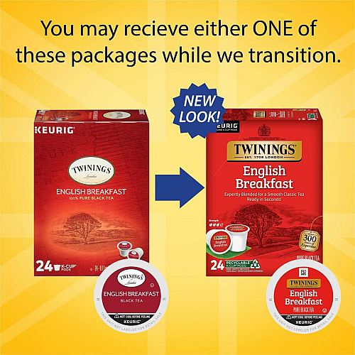 Twinings of London English Breakfast Black Tea K-Cup Black Tea - 24 / Box (08755)