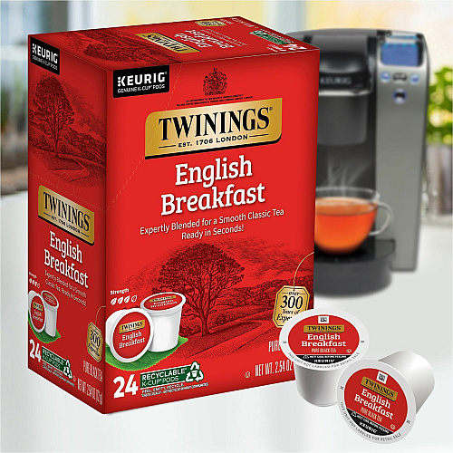 Twinings of London English Breakfast Black Tea K-Cup Black Tea - 24 / Box (08755)