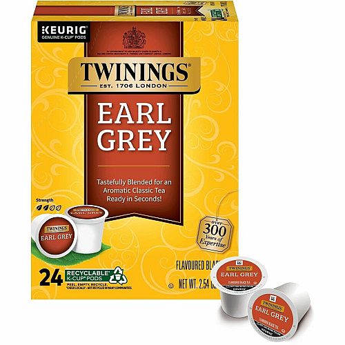 Twinings of London Earl Grey Flavoured Black Tea K-Cup Black Tea - 24 / Box (08756)
