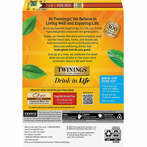 Twinings of London Earl Grey Flavoured Black Tea K-Cup Black Tea - 24 / Box (08756)
