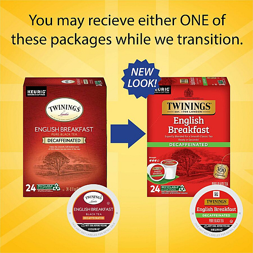 Twinings of London Decaf English Breakfast Black Tea K-Cup Black Tea - 24 / Box (08757)