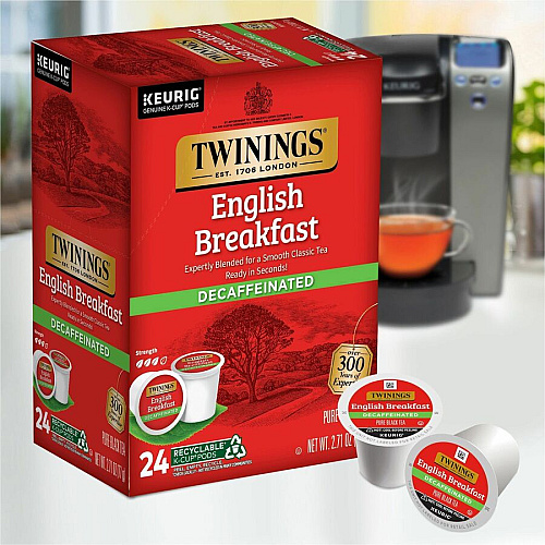 Twinings of London Decaf English Breakfast Black Tea K-Cup Black Tea - 24 / Box (08757)