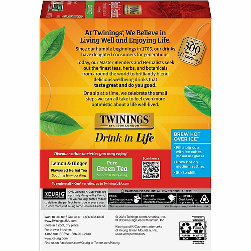 Twinings of London Decaf English Breakfast Black Tea K-Cup Black Tea - 24 / Box (08757)