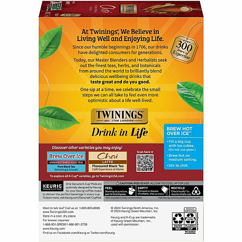 Twinings of London Chai Flavoured Black Tea K-Cup Black Tea - 24 / Box (09954)