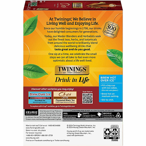 Twinings of London Chai Flavoured Black Tea K-Cup Black Tea - 24 / Box (09954)