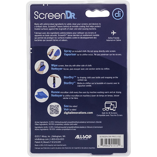 Digital Innovations ScreenDr 2oz. Screen Cleaning Kit For MP3 Player, Smartphone, Tablet, Display Screen, Electronic Equipment - 2 fl oz - Abrasion-free, Streak-free - MicroFiber - 1 Each (4111100)
