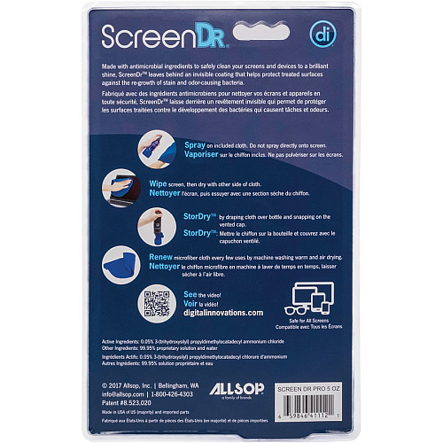 Digital Innovations ScreenDr 5oz. Screen Cleaning Kit For Display Screen - 5 oz - Ammonia-free, Streak-free, Eco-friendly, Non-abrasive - Black - 1 Each (4111200)