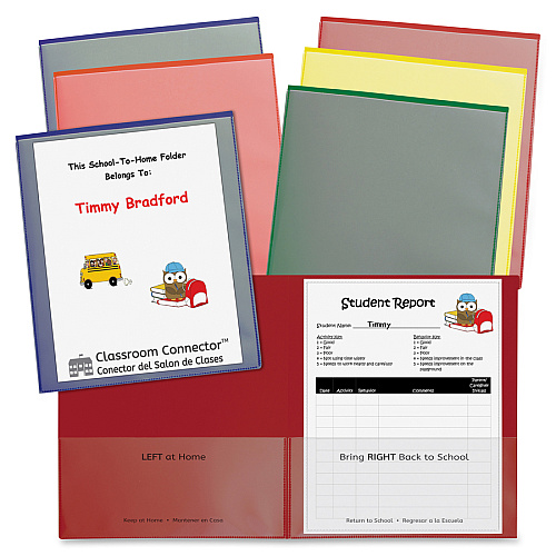 C-Line Classroom Connector Report Cover 2 Front & Back Pocket(s) - Red, Orange, Yellow, Blue, Green, Purple - 36 / Box (32000)