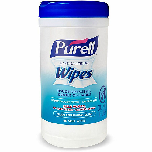 PURELL&reg; Clean Scent Hand Sanitizing Wipes Clean - Textured - White - 40/Tub - 6 / Carton (912006CMRCT)