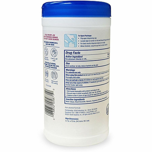 PURELL&reg; Clean Scent Hand Sanitizing Wipes Clean - Textured - White - 40/Tub - 6 / Carton (912006CMRCT)