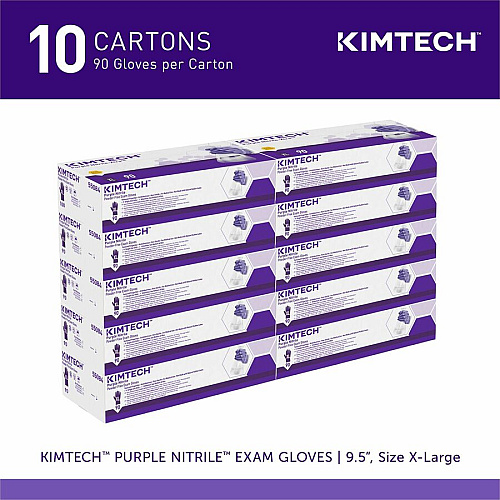 KIMTECH Purple Nitrile Exam Gloves 6 mil Thickness x 9.50" Glove Length - X-Large Size - For Right/Left Hand - Purple - Latex-free, Textured Fingertip, Non-sterile - For Laboratory Application, Chemotherapy - 90/Box - 10 / Carton (55084CT)