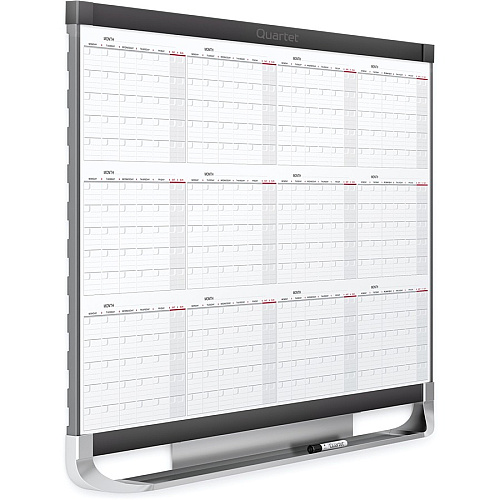 Quartet Prestige 2 Magnetic Calendar Board Monthly - 12 Month - White, Graphite - Steel - 24" Height x 36" Width - Magnetic, Ghost Resistant, Stain Resistant, Durable, Marker Tray, Mountable - 1 Each (12MCP23P2)