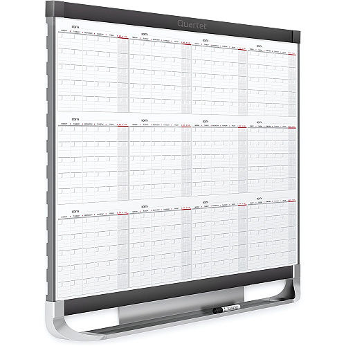 Quartet Prestige 2 Magnetic Calendar Board Monthly - 12 Month - White, Graphite - Steel - 24" Height x 36" Width - Magnetic, Ghost Resistant, Stain Resistant, Durable, Marker Tray, Mountable - 1 Each (12MCP23P2)