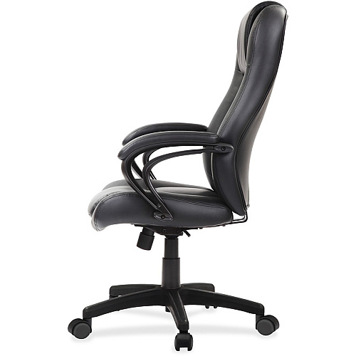 Eurotech Pembroke Mid Back Executive Chair Black Seat Color - Bonded Leather Seat Material - Black Back Color - Bonded Leather Back Material - High Back - 5-star Base - 1 Each (LE521)