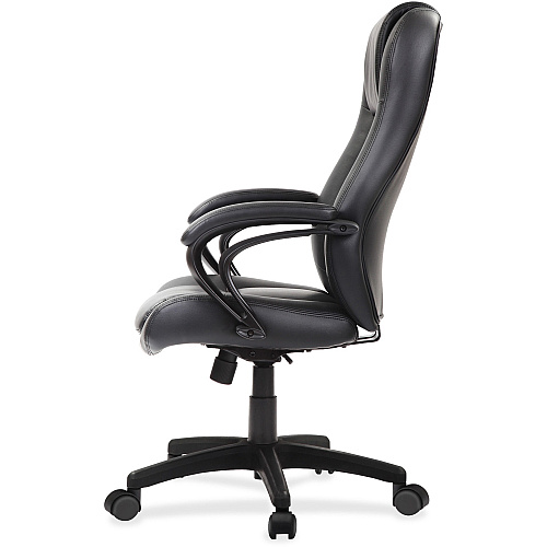 Eurotech Pembroke Mid Back Executive Chair Black Seat Color - Bonded Leather Seat Material - Black Back Color - Bonded Leather Back Material - High Back - 5-star Base - 1 Each (LE521)
