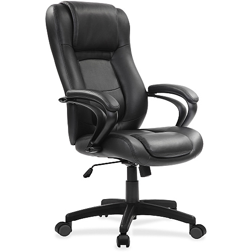 Eurotech Pembroke Mid Back Executive Chair Black Seat Color - Bonded Leather Seat Material - Black Back Color - Bonded Leather Back Material - High Back - 5-star Base - 1 Each (LE521)