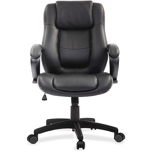 Eurotech Pembroke Mid Back Executive Chair Black Seat Color - Bonded Leather Seat Material - Black Back Color - Bonded Leather Back Material - Low Back - 5-star Base - 1 Each (LE522)