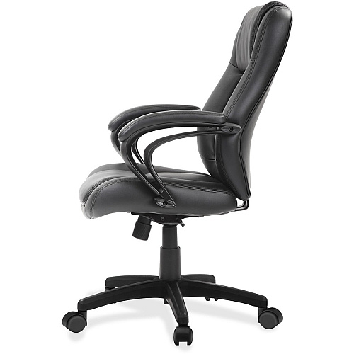 Eurotech Pembroke Mid Back Executive Chair Black Seat Color - Bonded Leather Seat Material - Black Back Color - Bonded Leather Back Material - Low Back - 5-star Base - 1 Each (LE522)
