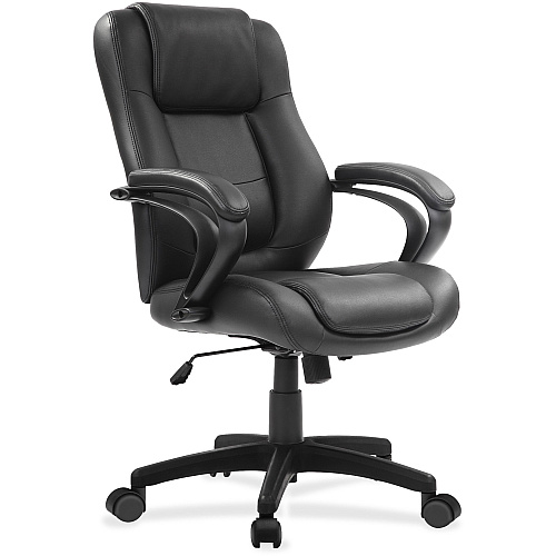 Eurotech Pembroke Mid Back Executive Chair Black Seat Color - Bonded Leather Seat Material - Black Back Color - Bonded Leather Back Material - Low Back - 5-star Base - 1 Each (LE522)