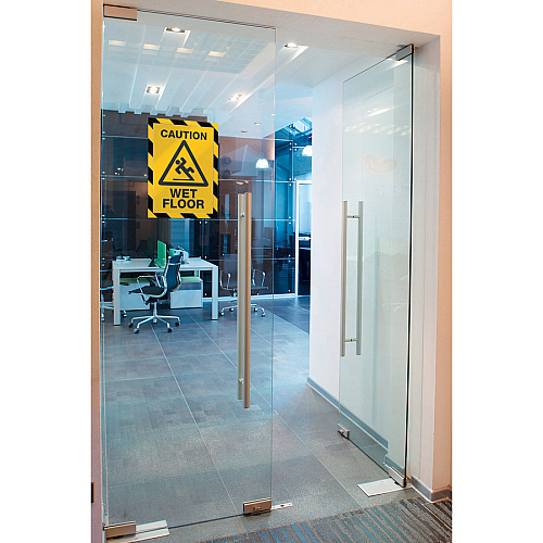DURABLE&reg; DURAFRAME&reg; SECURITY Self-Adhesive Magnetic Letter Sign Holder 8.50" Holding Width x 11" Holding Height - Square Shape - Self-adhesive, Flexible, Magnetic - Black, Transparent, Yellow - 2 / Pack (4770130)