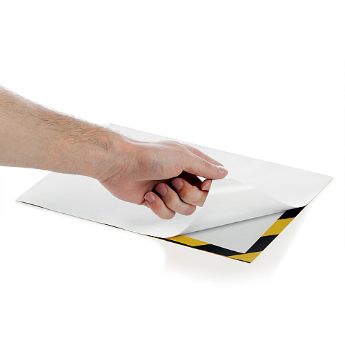 DURABLE&reg; DURAFRAME&reg; SECURITY Self-Adhesive Magnetic Letter Sign Holder 8.50" Holding Width x 11" Holding Height - Square Shape - Self-adhesive, Flexible, Magnetic - Black, Transparent, Yellow - 2 / Pack (4770130)