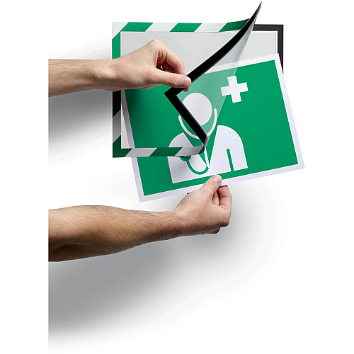 DURABLE&reg; DURAFRAME&reg; SECURITY Self-Adhesive Magnetic Letter Sign Holder Horizontal, Vertical - Self-adhesive, Flexible, Magnetic, Dual-sided - Green, White - 2 / Pack (4770131)