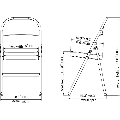 Lorell Folding Chairs Powder Coated Frame Color - Steel Frame Material - Black - 4 / Carton (LLR62527)