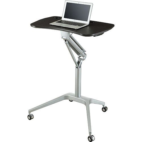 Lorell Gas Lift Height-Adjustable Mobile Desk Black Rectangle Top - Powder Coated Base - Height Adjustable - 28.70" to 40.90" Adjustment - 28.25" Table Top Width x 18.75" Table Top Depth - 41" Height - Assembly Required - 1 Each (LLR84838)
