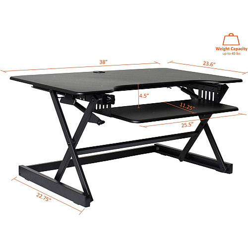 Lorell Deluxe Adjustable Desk Riser 20" Height x 38" Width x 24" Depth - Desktop - Black (LLR99759)