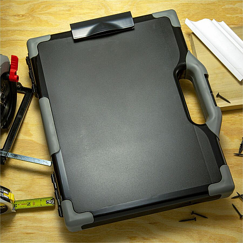 Officemate Carry-All Clipboard Storage Box Storage for Tablet, Notebook - 8 1/2" x 11" , 8 1/2" x 14" Sheet Size - Black, Gray - 1 Each (83324)