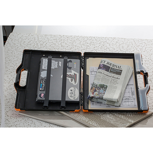 Officemate Carry-All Clipboard Storage Box Storage for Tablet, Notebook - 8 1/2" x 11" , 8 1/2" x 14" Sheet Size - Black, Orange - 1 Each (83326)