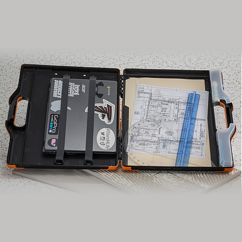 Officemate Carry-All Clipboard Storage Box Storage for Tablet, Notebook - 8 1/2" x 11" , 8 1/2" x 14" Sheet Size - Black, Orange - 1 Each (83326)