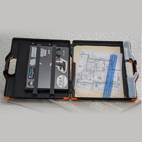 Officemate Carry-All Clipboard Storage Box Storage for Tablet, Notebook - 8 1/2" x 11" , 8 1/2" x 14" Sheet Size - Black, Orange - 1 Each (83326)