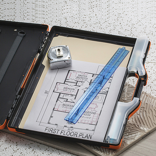 Officemate Carry-All Clipboard Storage Box Storage for Tablet, Notebook - 8 1/2" x 11" , 8 1/2" x 14" Sheet Size - Black, Orange - 1 Each (83326)